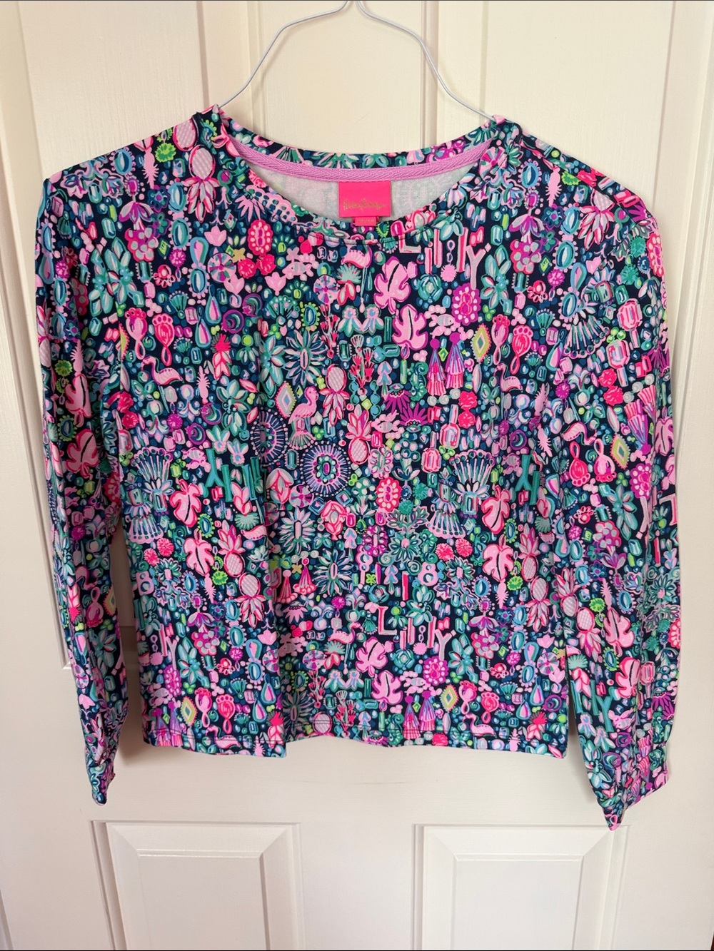 NWT Lilly Pulitzer Navy Floral Tank with Bright Pink Trim
